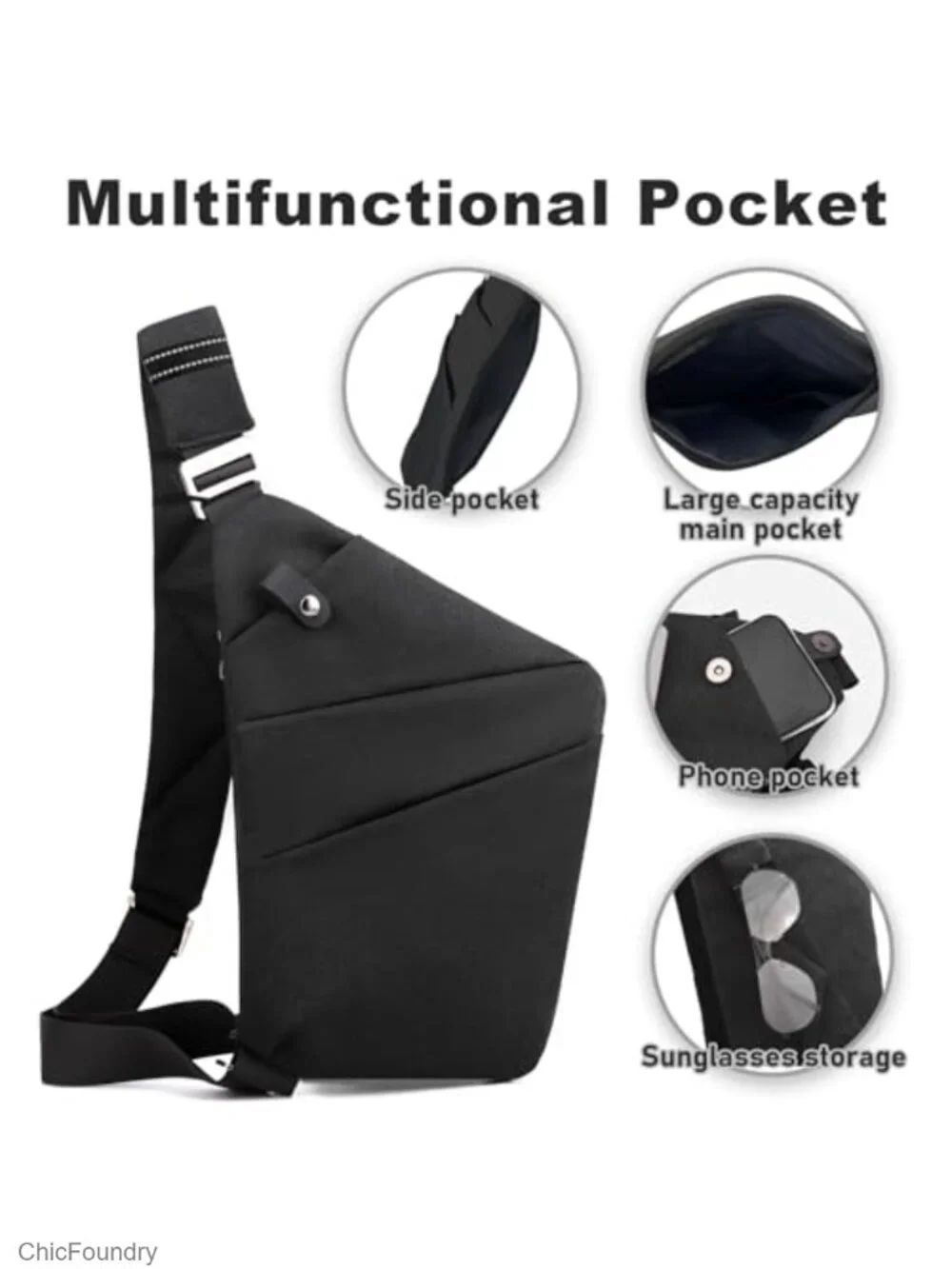 Anti Theft Travel Crossbody Bag Large Capacity Nylon Sling Bag for Sports